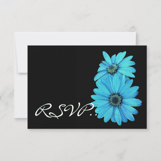 Tarjeta de respuesta Boda V2 de Turquoise Daisies  (Anverso)