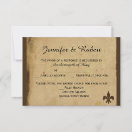 Tarjeta de respuesta Boda Vintage Fleur de Lis