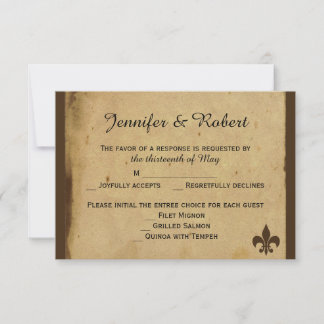 Tarjeta de respuesta Boda Vintage Fleur de Lis