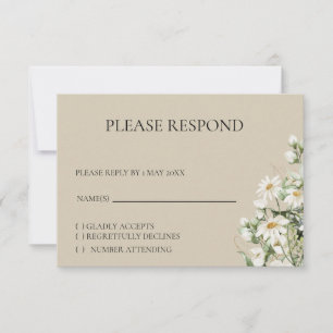 tarjeta de respuesta boho de flor silvestre de mar