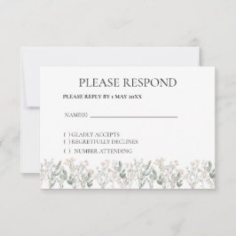 tarjeta de respuesta boho de flor silvestre del bo