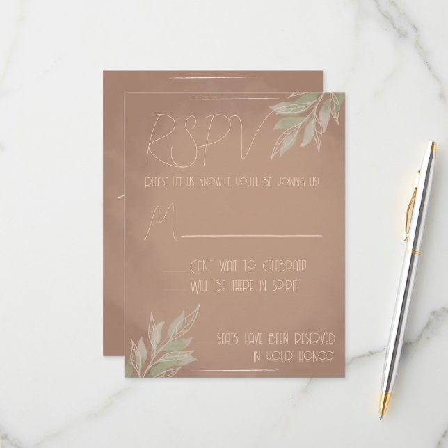 Tarjeta de respuesta boho de terracota (Anverso/Reverso In Situ)