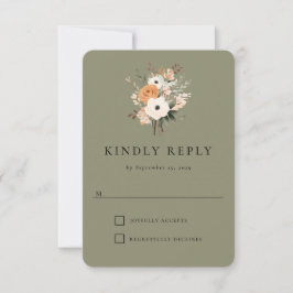 Tarjeta de respuesta Boho Floral Western Boda
