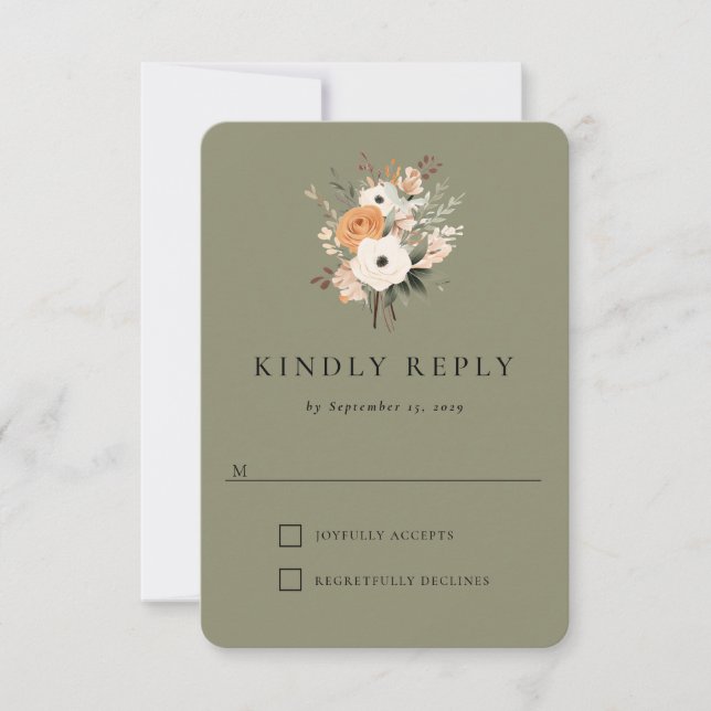 Tarjeta de respuesta Boho Floral Western Boda (Anverso)