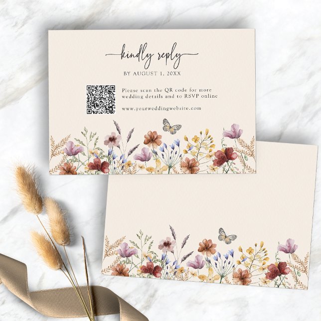 Tarjeta de respuesta Boho Wildflower (Boho Wildflower RSVP Card
)