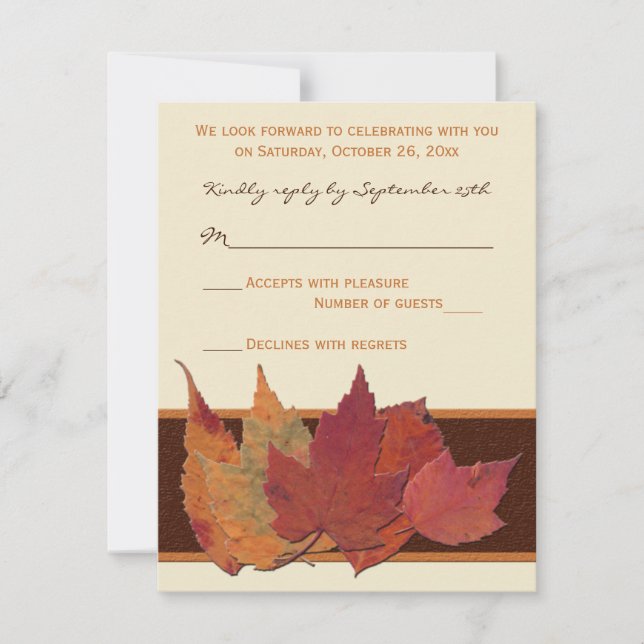 Tarjeta de Respuesta Brown Orange Ivory Hojas Seca (Anverso)