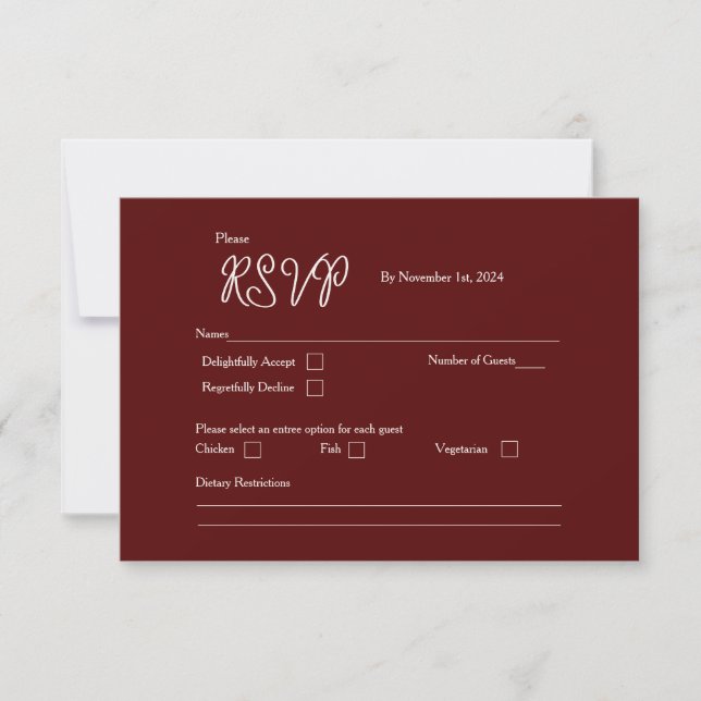 Tarjeta de respuesta Burgundy Bliss Versión 1 (Anverso)