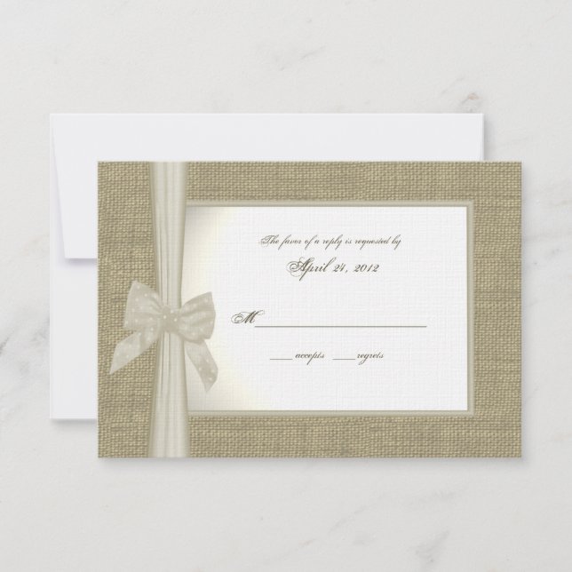 Tarjeta de respuesta Burlap y Bow (Anverso)