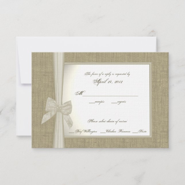 Tarjeta de respuesta Burlap y Bow (Anverso)