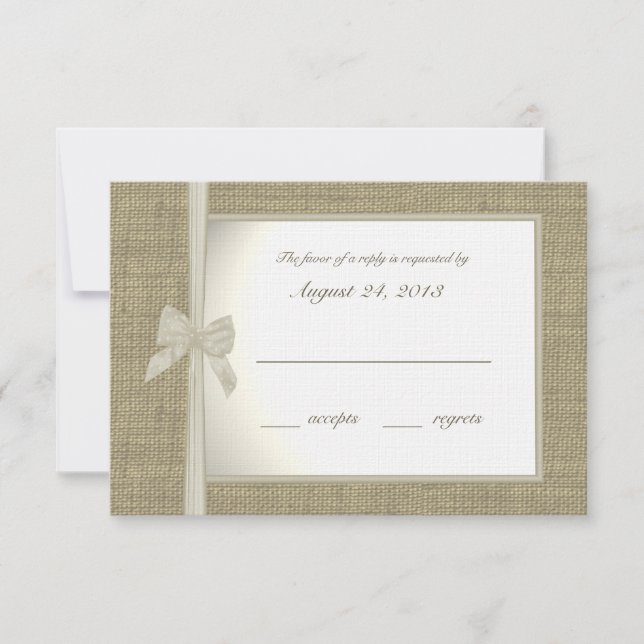 Tarjeta de respuesta Burlap y Bow (Anverso)