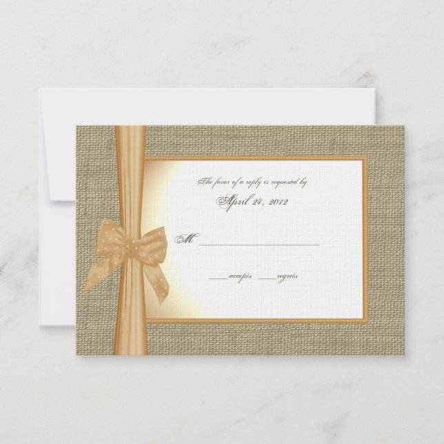 Tarjeta de respuesta Burlap y Bow Naranja al atard (Anverso)