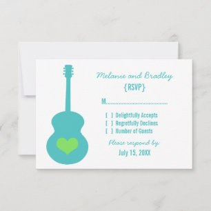 Tarjeta de respuesta cardíaca Aqua/Green Guitar