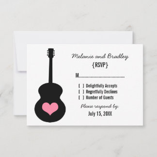 Tarjeta de respuesta cardíaca de guitarra rosa/neg