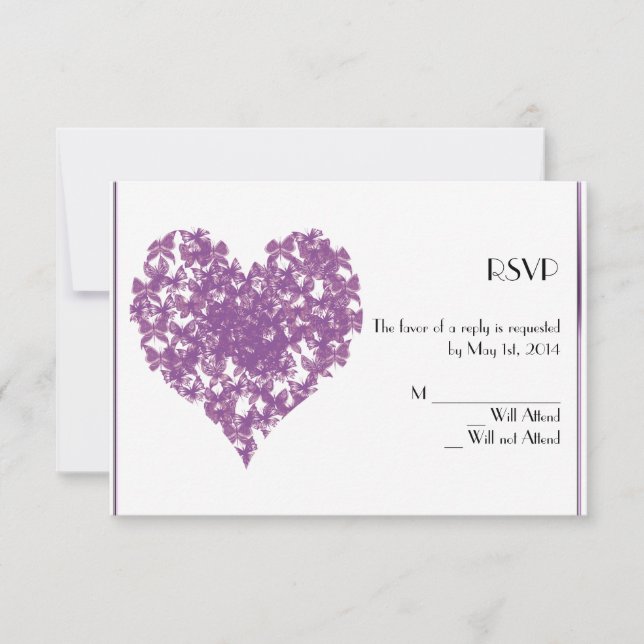Tarjeta de respuesta cardíaca de mariposa morada (Anverso)