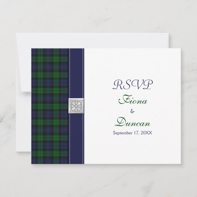 Tarjeta de respuesta celular de Black Watch Tartan (Anverso)