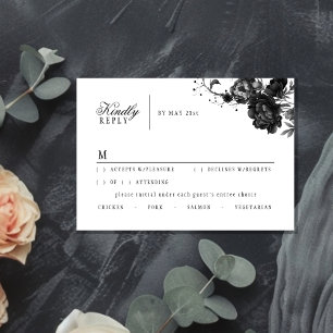 Tarjeta de respuesta clásica de Boda blanco gótico