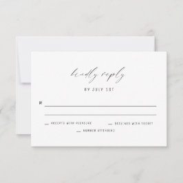 Tarjeta de respuesta clásica elegante de Boda blan