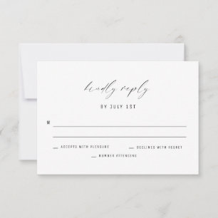 Tarjeta de respuesta clásica elegante de Boda blan
