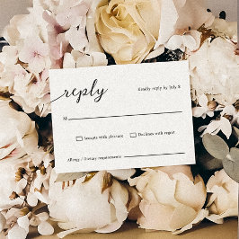 Tarjeta de respuesta clásica elegante de escritura
