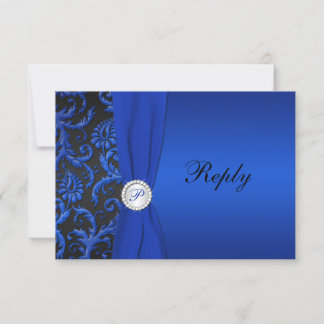 Tarjeta de respuesta Cobalt Blue y Damask Negro