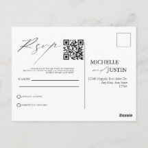 Tarjeta de respuesta código QR boda minimalista si