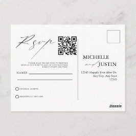 Tarjeta de respuesta código QR boda minimalista si