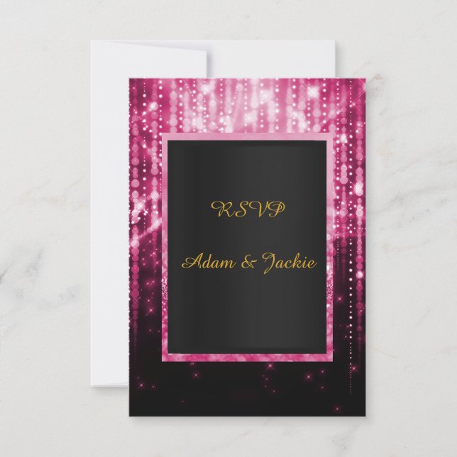 TARJETA DE RESPUESTA CON BRILLO ROSA ELEGANTE CLÁS (Anverso)