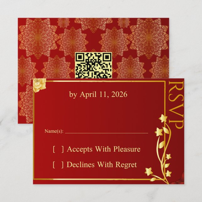 Tarjeta de respuesta con código QR de mandala de o (Anverso / Reverso)