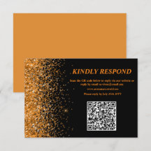 Tarjeta de respuesta con código QR de purpurina do
