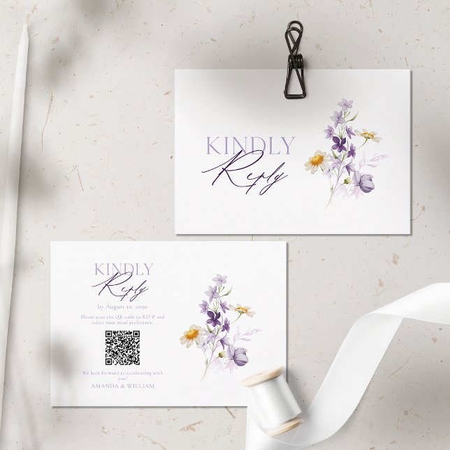 Tarjeta de respuesta con código QR floral elegante (Subido por el creador)