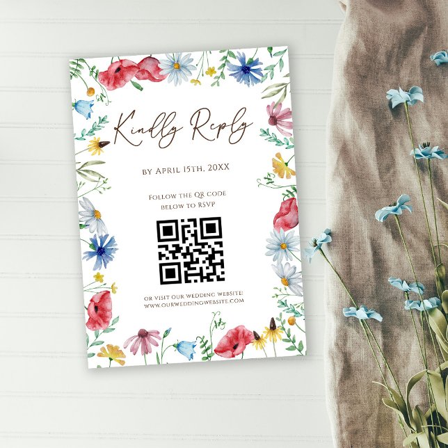 Tarjeta de respuesta con código QR para boda boho  (Subido por el creador)
