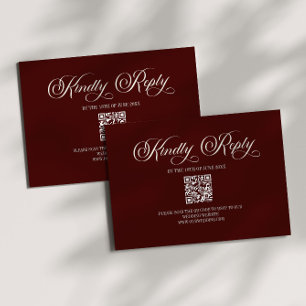 Tarjeta de respuesta con código QR para boda elega
