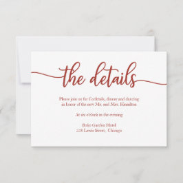 Tarjeta de respuesta con detalles de boda con cali