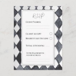 Tarjeta de respuesta con diamantes en blanco y neg