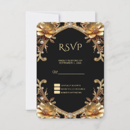 Tarjeta de respuesta con elegante marco de oro