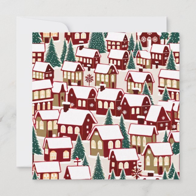 Tarjeta de respuesta con imagen de pueblo navideño (Anverso)