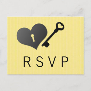 Tarjeta de respuesta con llave y bloqueo del coraz