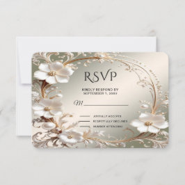 Tarjeta de Respuesta con Marco Floral Blanco Ornat