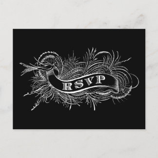Tarjeta de respuesta con pájaro victoriano