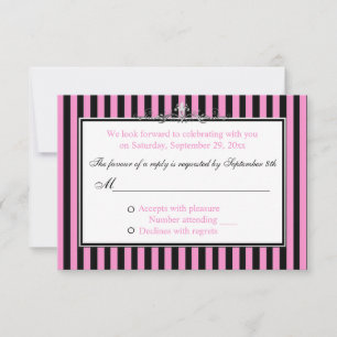 Tarjeta de respuesta con rayas rosadas, negras y p