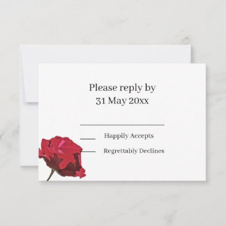 Tarjeta de respuesta con Rosa Roja Elegante