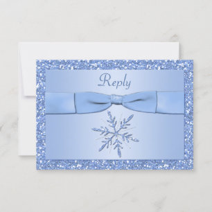Tarjeta de respuesta Copo de Nieve Azul Hielo