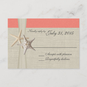 Tarjeta de respuesta Coral Beach and Burlap