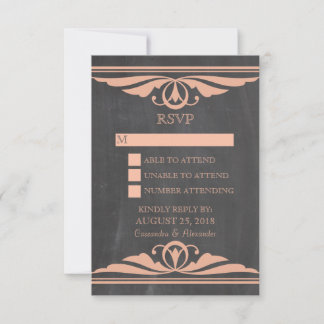 Tarjeta de respuesta Coral Deco Chalkboard