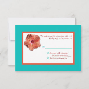 Tarjeta de respuesta Coral Hibiscus y Aqua II
