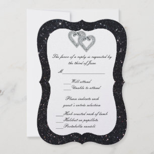 Tarjeta de respuesta Corazones de Diamante Brillo 