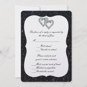 Tarjeta de respuesta Corazones de Diamante Purpuri
