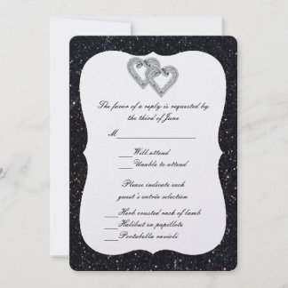 Tarjeta de respuesta Corazones de Diamante Purpuri