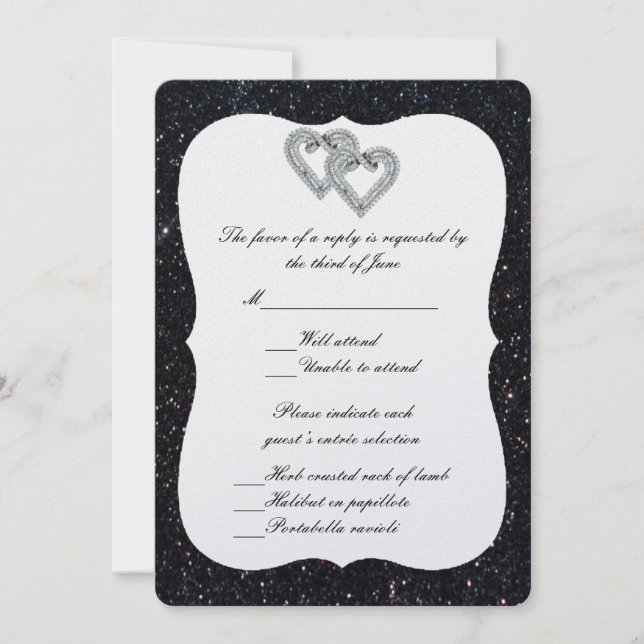Tarjeta de respuesta Corazones de Diamante Purpuri (Anverso)