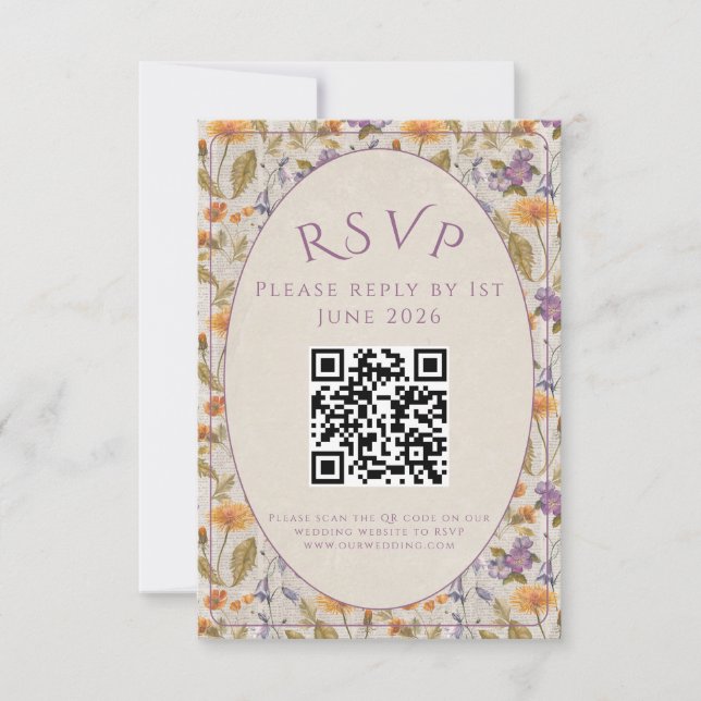 Tarjeta de respuesta de acuarela floral (Anverso)